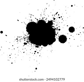 tinta negra salpicadura caída de la tinta negra sobre fondo blanco
