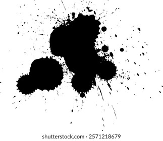 black ink dropped splash splatter grunge graphic element