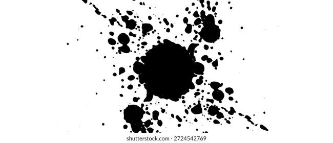 schwarze Tinte fallen Spritzer Schmutzspritzer auf weißem Hintergrund