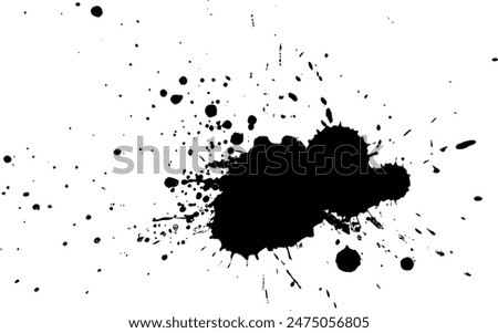 black ink dropped splash splatter on white background vector