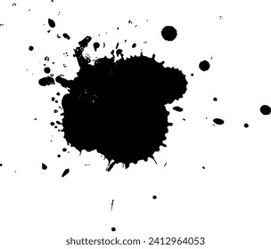 tinta negra cayó salpicadura salpicada en fondo blanco