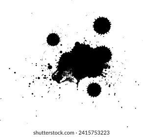 tinta negra tirada salpicadura salpicada en el estilo gráfico de grunge sobre fondo blanco