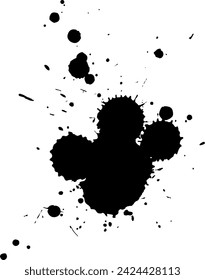 black ink dropped splatter splash on white background