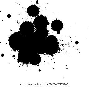 tinta negra salpicadura caída salpicadura sobre fondo blanco