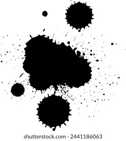 black ink dropped splatter splash on white background