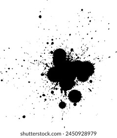 Schwarze Tinte Tropfen Spritzer auf weißem Hintergrund