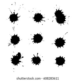 black ink drops and splashes, eps10 vector illustration