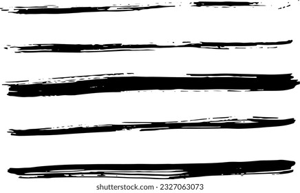 Black Ink Dry Brush Texture Strokes Set