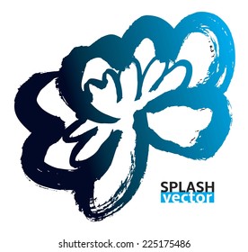 Black Ink floral shape , hand-drawn vector illustration