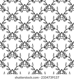 Black Ink Floral Trellis Texture Vector Seamless Pattern