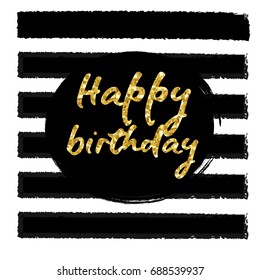 Black Ink Gold Glitter Happy Birthday Stock Vector (Royalty Free ...