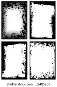 Black ink grunge border with white background and splat effect