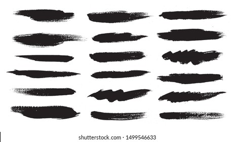 Black ink grunge brush strokes. Straight Brush Strokes. Vector illustration. 