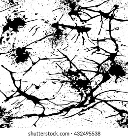 Black ink grunge texture with spots and splashes. Abstract background vector illustration. Grunge background. Grunge effect