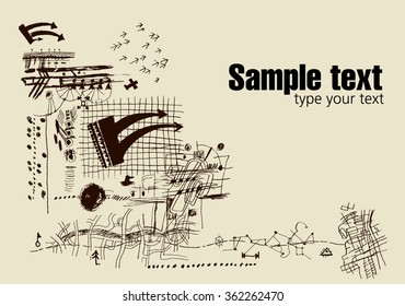 Black ink grungy vector abstract hand-painted brush arrows and graphic symbols