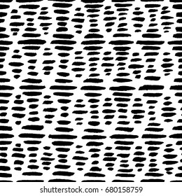 Black ink hand painted background. Seamless vector pattern
