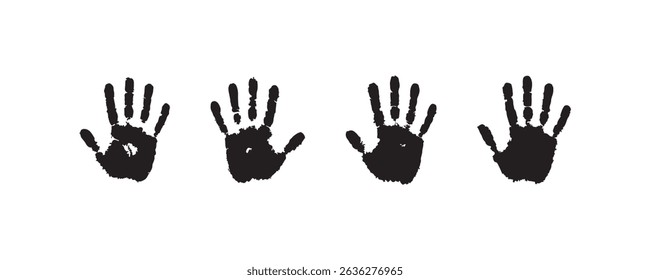 Black ink handprint silhouettes collection vector