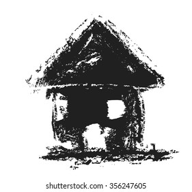black ink house background, vector illustration design element