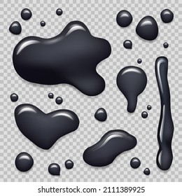 Black ink. Liquids dripping paint drop of petroleum oil ooz decent vector realistic templates of blackwater