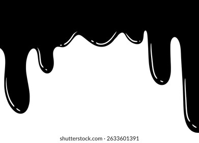 schwarze Tintenschmelzen, die auf weißem Hintergrund fallen	