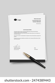 Bolígrafo de tinta negra, firma de un contrato o documento oficial en un contexto empresarial o legal. Ideal para finanzas, derecho y diseño de oficina, Acuerdo y papeleo con sencillez y elegancia. No la IA.