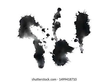 Black ink on white background texture with ink stains. Vector. Illustration.