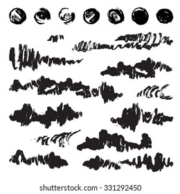 Black ink on white paper sketch of clouds. Vector.