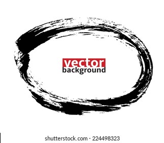 Black Ink  oval shape , hand-drawn vector illustration