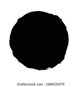 Black Ink Paint Brush Circle Isolated On White Background. Vector