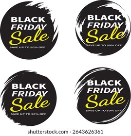 Configuração de design de quadro circular de pincel de tinta preta. Conjunto de design de quadro circular com pincel de tinta preta. Elementos de design gráfico desenhados à mão Grunge para informações caixas de texto, anúncios, ofertas, venda grande, eps