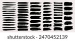 Black ink paint brush stroke, line, texture, grunge frame or background collection. Watercolor splash, dirty overlay or decoration ornament. Torn or rip paper set. Business banner silhouette clip art.