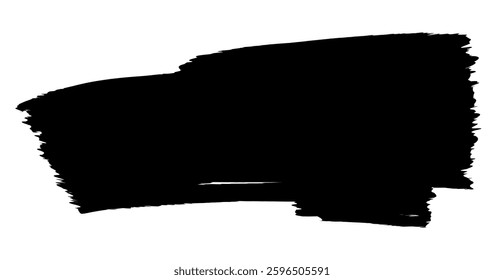 Black Ink Paint Brush Stroke Frame Isolated On White Background. Vector Illustration