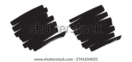 Black Ink Paint Brush Strokes Vector Diagonal Scribble Block Textures Isolated On White Background