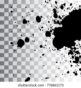 Black ink paint explosion splatter artistic cover design sketch. Drawing dot splash texture on transparent background grunge. Template vector Cover Catalog Brochure Flyer Poster Label