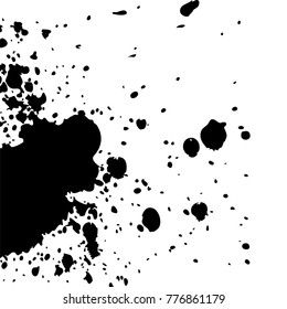 Black ink paint explosion splatter artistic cover design sketch. Drawing dot splash texture white background grunge. Trendy template vector Cover Catalog Brochure Flyer Poster Label