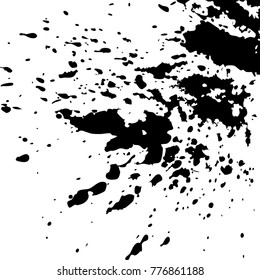 Black ink paint explosion splatter artistic cover design sketch. Drawing dot splash texture white background grunge. Trendy template vector Cover Catalog Brochure Flyer Poster Label