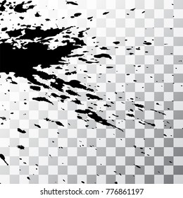 Black ink paint explosion splatter artistic cover design sketch. Drawing dot splash texture on transparent background grunge. Template vector Cover Catalog Brochure Flyer Poster Label