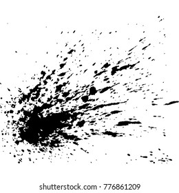 Black ink paint explosion splatter artistic cover design sketch. Drawing dot splash texture white background grunge. Trendy template vector Cover Catalog Brochure Flyer Poster Label