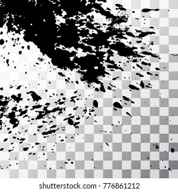 Black ink paint explosion splatter artistic cover design sketch. Drawing dot splash texture on transparent background grunge. Template vector Cover Catalog Brochure Flyer Poster Label