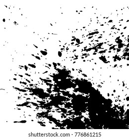 Black ink paint explosion splatter artistic cover design sketch. Drawing dot splash texture white background grunge. Trendy template vector Cover Catalog Brochure Flyer Poster Label