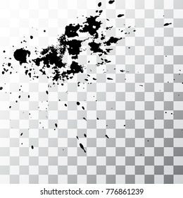 Black ink paint explosion splatter artistic cover design sketch. Drawing dot splash texture on transparent background grunge. Template vector Cover Catalog Brochure Flyer Poster Label