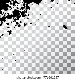 Black ink paint explosion splatter artistic cover design sketch. Drawing dot splash texture on transparent background grunge. Template vector Cover Catalog Brochure Flyer Poster Label
