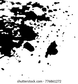 Black ink paint explosion splatter artistic cover design sketch. Drawing dot splash texture white background grunge. Trendy template vector Cover Catalog Brochure Flyer Poster Label