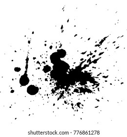 Black ink paint explosion splatter artistic cover design sketch. Drawing dot splash texture white background grunge. Trendy template vector Cover Catalog Brochure Flyer Poster Label
