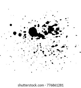 Black ink paint explosion splatter artistic cover design sketch. Drawing dot splash texture white background grunge. Trendy template vector Cover Catalog Brochure Flyer Poster Label