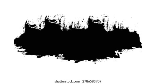 Black Ink Paint Splash. Distressed Grunge Texture Patch and Stamp for Graphic Overlays and Artistic Design Accents.