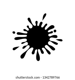 Black ink paint spots. Drip black paint isolated on white background.