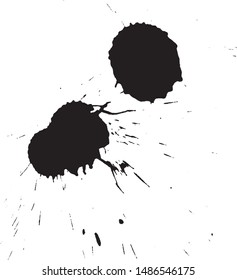 Black ink paint spots. Drops texture isolated on white background. 