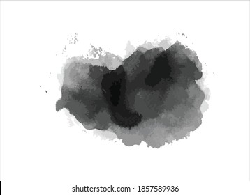 black ink paint stroke on white background