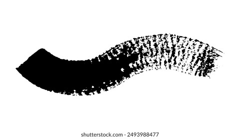 Trazos de pincel de Vector de tinta negra. Textura gruesa y sucia. Pinceles de pintura gruesa grunge. material táctil, salpicadura sucia, textura escrita a mano rayas simples